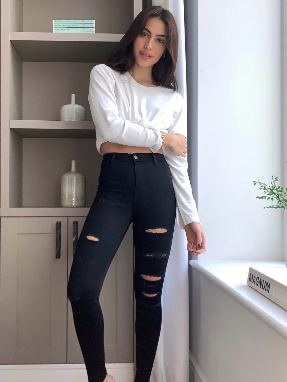 Topshop Super Ripped Joni Jeans in Black
